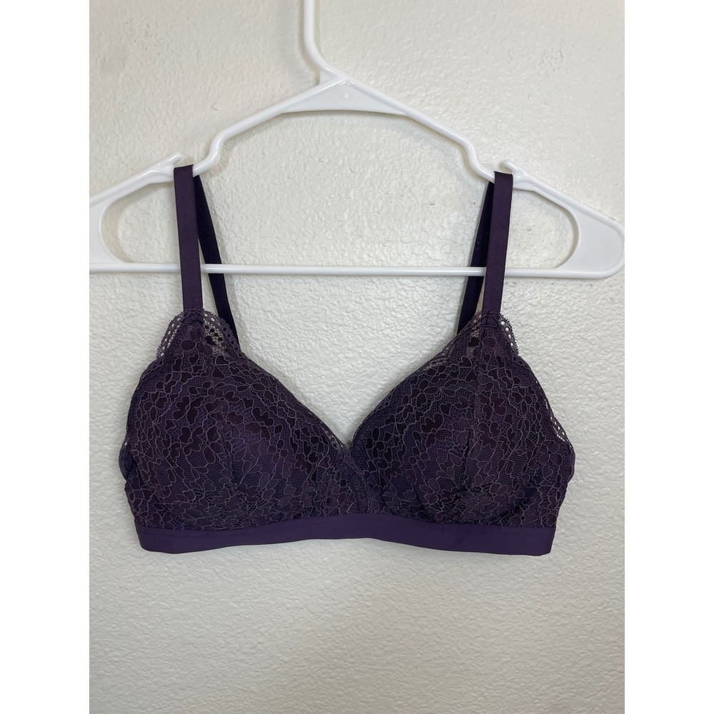 Warners Women's 34B Full Coverage‎ Wireless Comfort Lace Bralette Purple Bra